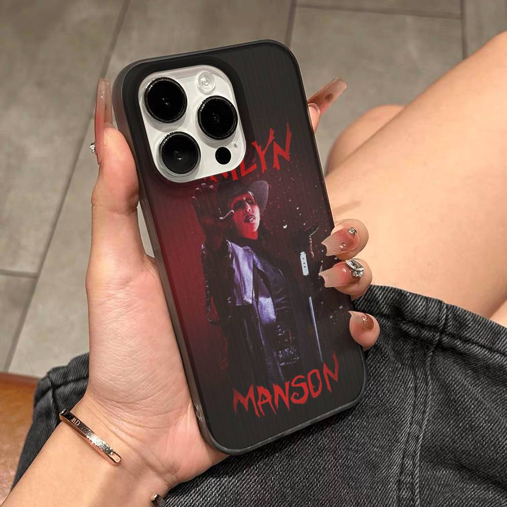 

Rock Band Marilyn Manson Soft Corrugated Phone Case For IPhone 11 12 13 14 15 16 17 Pro Max Plus Pro Shockproof Cover iPhone 15