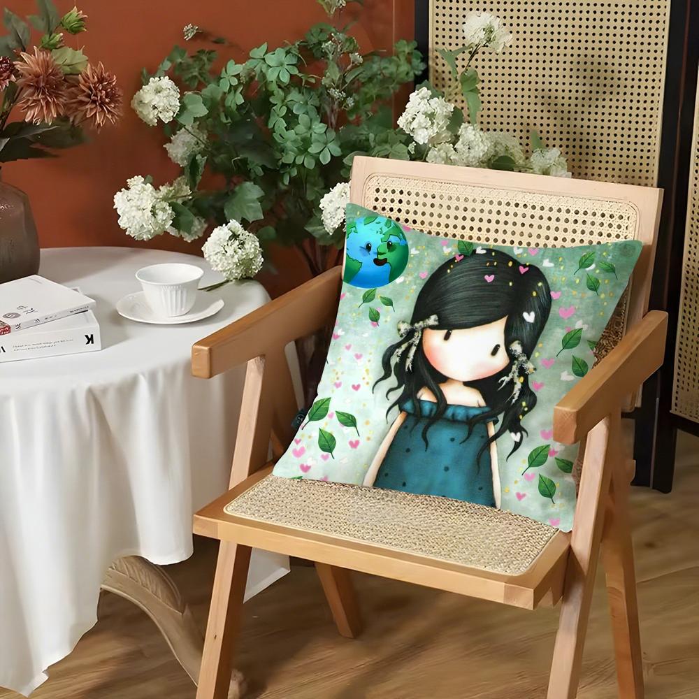 Cartoon SSantoro Gorjuss Cushion Cover Silky Short Plush Invisible Zipper Dustproof Sofa Pillow Case for Home Decor