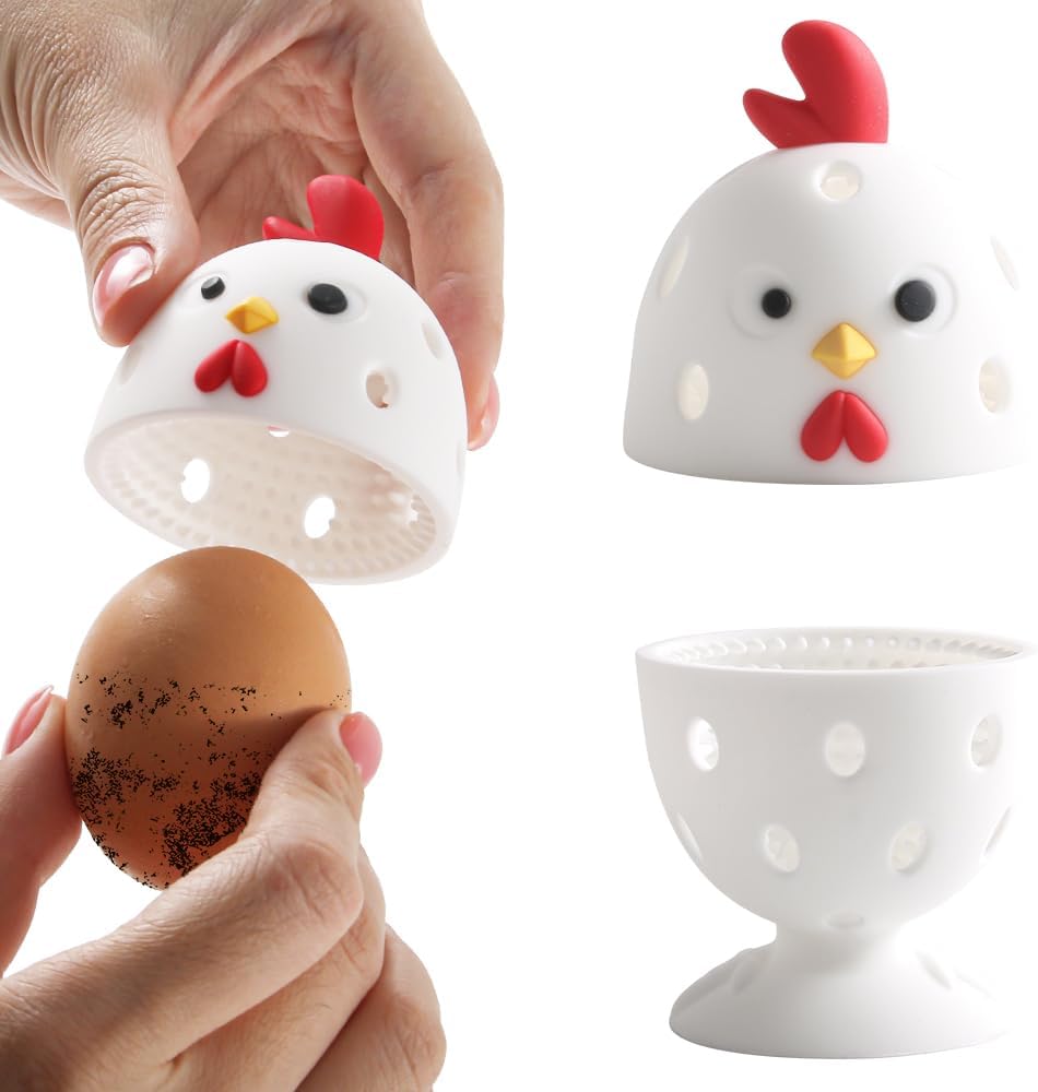 Limpiador de Huevos con Cepillo, 2 Piezas Limpiador Frotador de Huevos de Silicona para Huevos Frescos, Herramienta Limpiadora Rotatoria Multiusos para Frutas y Verduras para Huevos Frescos