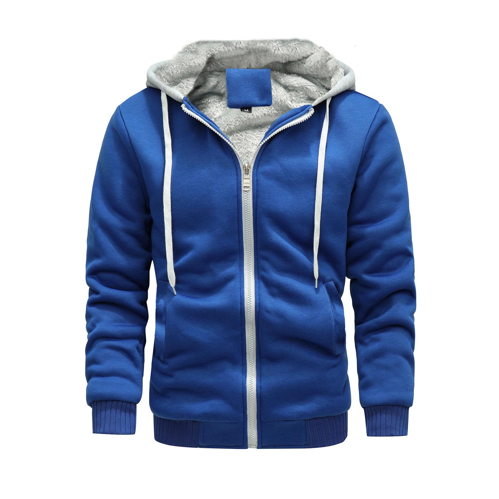 

(SU)Mens Zipper Pullover Long Sleeve Hooded Sweatshirt Tops Blouse L королевский синий