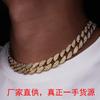 Hip-Hop Style 15Mm Micro-Studded With Diamonds Cuban Necklace Men'S Creative Watch Buckle Necklace Hand Jewelry Yiwu Straight Hair