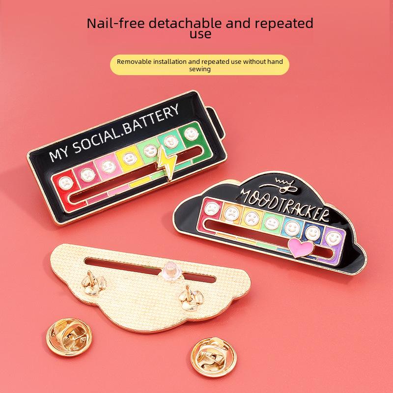 Creative Mood-Conversion Badge: Metal Slide-On Brooch for Women