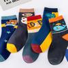 5Pairs Cartoon Bear Children Mid Tube Socks 1-8year Baby Autumn Winter Warm Cotton Sock Solid Color Kids Knit Socks Boy Footwear