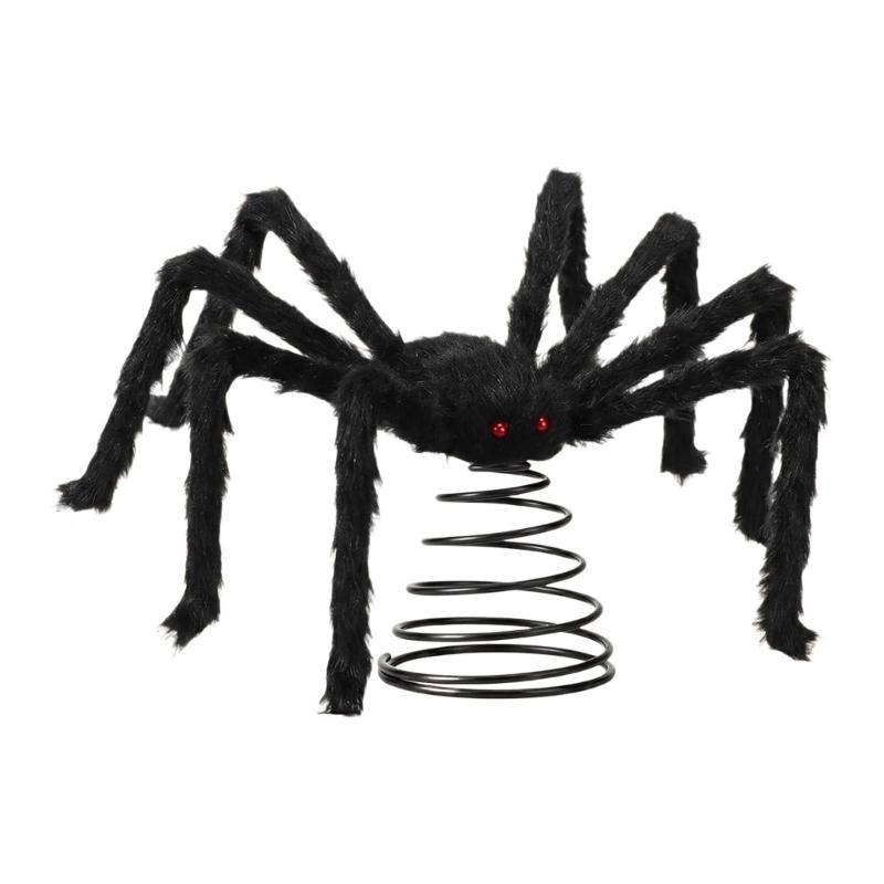 Spiders Tree Top Ornament for Halloween Display with Spring Base and Mixed Build for Home Party Presentation