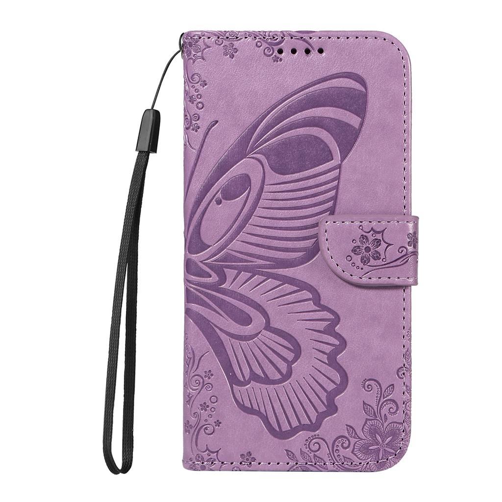 For Motorola Moto G86 5G/G86 Power 5G Case Butterfly Pattern PU Leather Folio Flip Phone Cover -  Light Purple