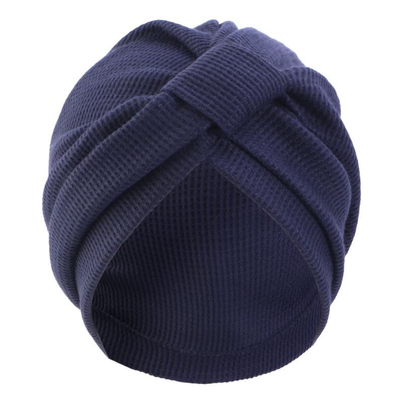New Women's Cotton Thickened Waffle Square Knotted Turban Head Wrap Cancer Chemo Beanies Cap Headwear Cap Bonnet Hair Loss Hat