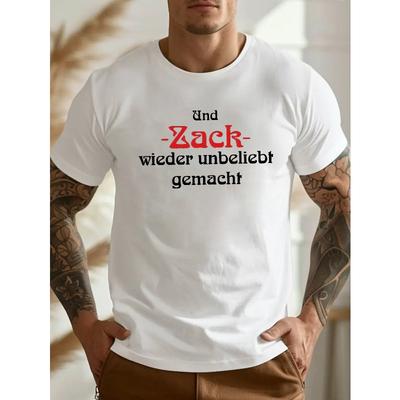 "Und Zack Wieder Unbelief Gemacht" German Quote, Casual Short Sleeve Crew Neck, Lightweight Summer Tee with Unique Graphic Design