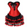 Set Due Pezzi Shapewear Donna Forma Palazzo Top Corsetto Modellante con Bordi Arricciati Gonna Corta