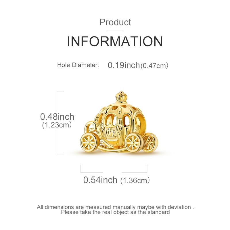 925 Silver Golden Pumpkin Cart Heart-Shaped Flower Puppy Charms Beads For Women Fit Bracelet DIY Jewelry Gifts