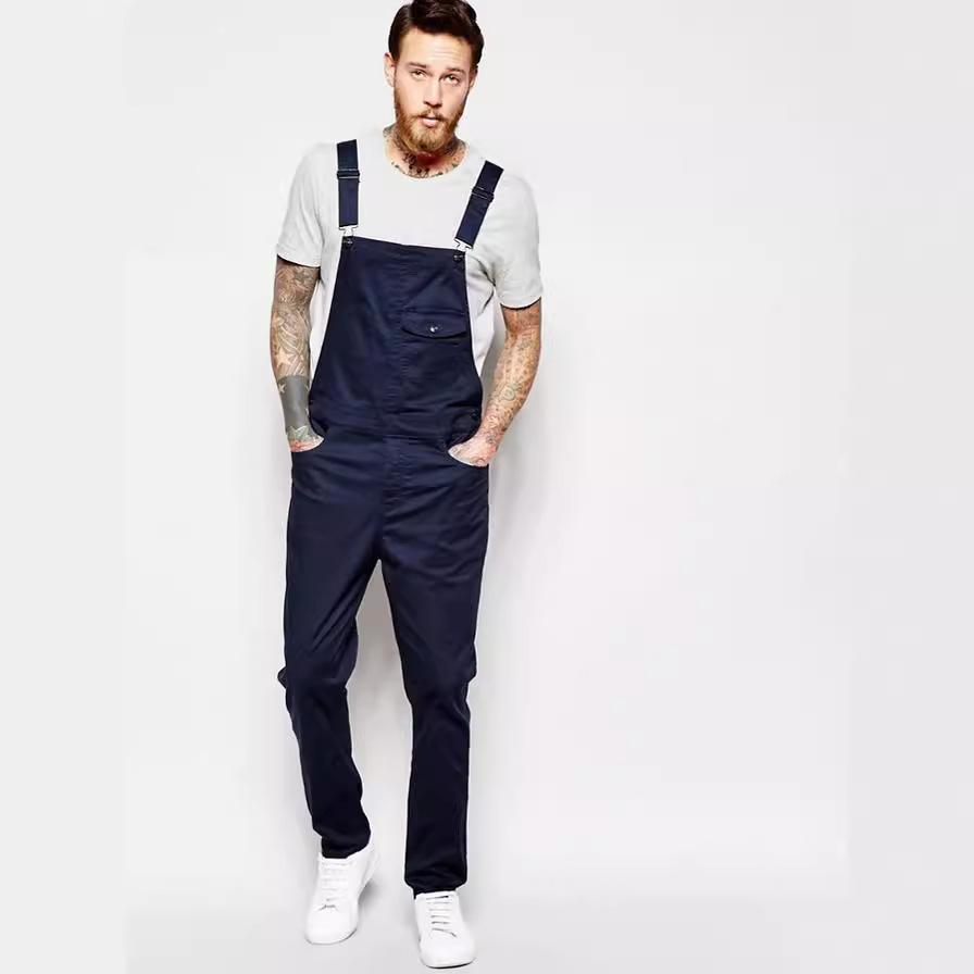 Mode Jugend Trägerhose Streetwear Männlich Slim Fit Splicing Tasche Gerade Hose Vier Jahreszeiten Täglich Lässig Herrenbekleidung
