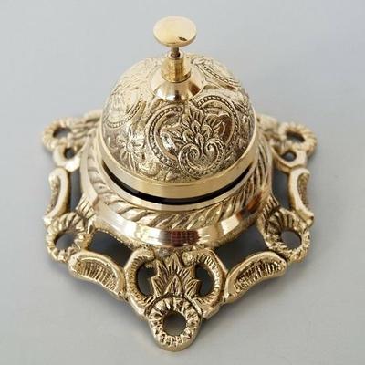 Table Top Cast Brass Bell Glass Decorative Desktop Call