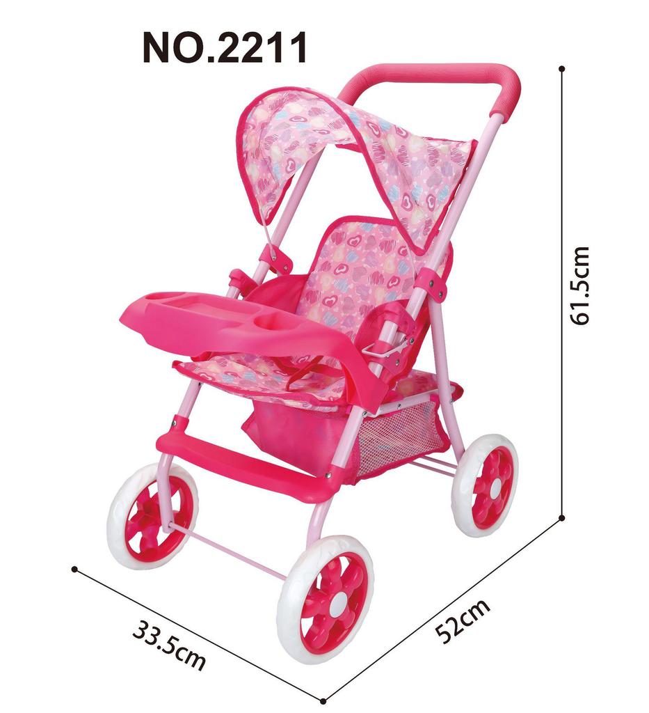 Children's Large Simulation Stroller Toy with Tray - Push Doll Stroller for Girls