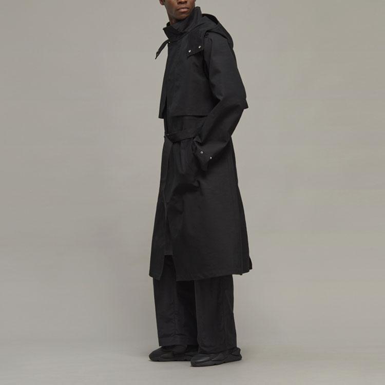 Y-3 Trenchcoat Unisex Černý S Kapucí Střední H63077