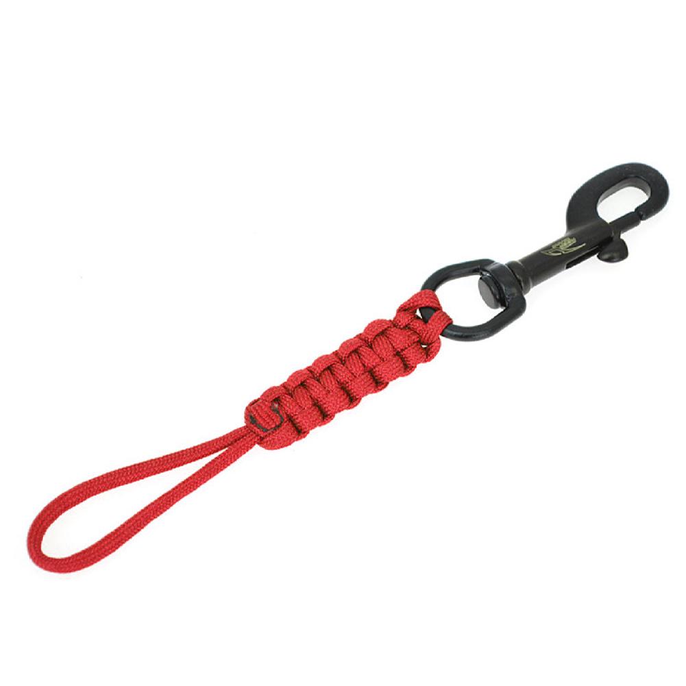 1Pc Diving 316 Stainless Steel Bolt Snap Hook With Rope Hand Woven Luminous Fixed Rope Anti-lost Safety Rope BCD Accessories красный