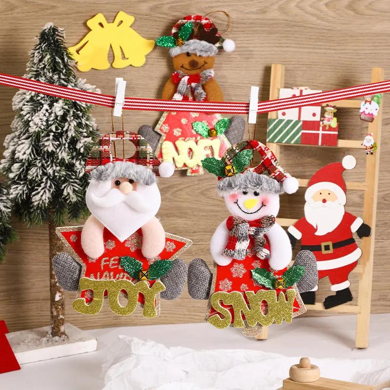 Christmas Tree Pendant Accessories Santa Claus Doll Fabric Letter Pendant Christmas Decoration Supplies YFA2244