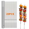 20Pcs Stainless Steel Barbecue Skewer Reusable Flat BBQ Needle Stick with Storage Tube Barbecue Tools for Outdoor Camping Party