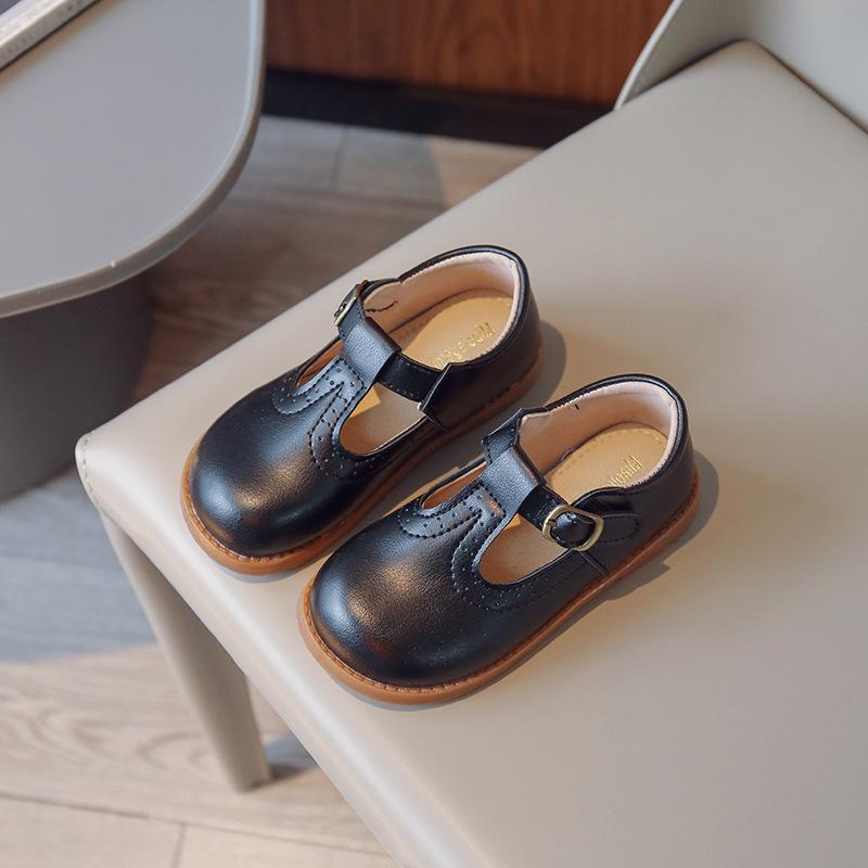 

Модные детские туфли Мэри Джейн в британском стиле с Т-образным ремешком, три цвета, винтажные 21-30, кожаные туфли для маленькой девочки, универсальные балетки для школьников 30(Insole17.5cm)