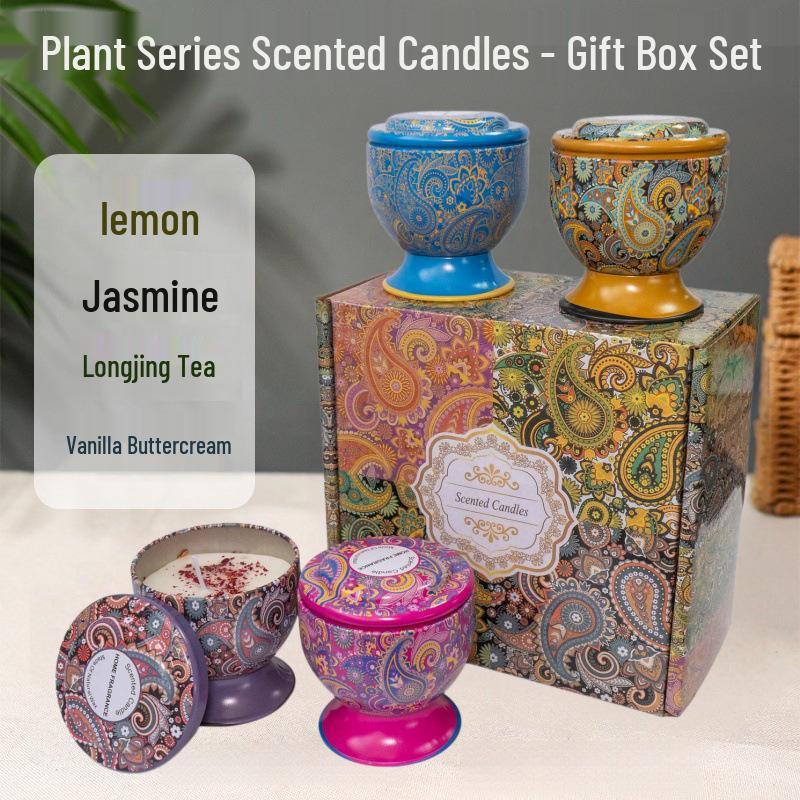 Exquisite High-Stemmed Glass Scented Candle Set - Long-Lasting Indoor Fragrance & Decorative Gift