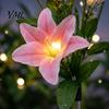 Outdoor Path Lighting for Patio 2Pcs Artificial Flower Solar Lights, Lily Bamboo Wisteria Garden Stake Powered Decor Firefly Waterproof Pathway Lights