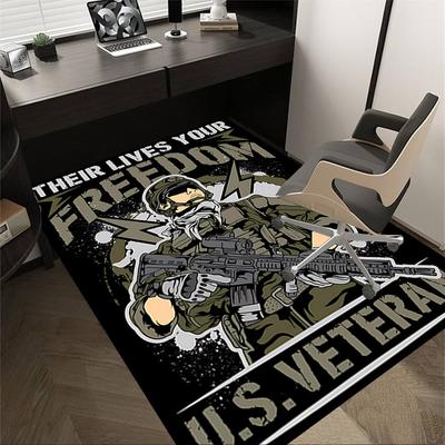 1pc THEIR LIVES YOUR FREEDOM U.S.VETERAN Carpet, Office Rug Outdoor Mat Home Decor Area Carpet Festival