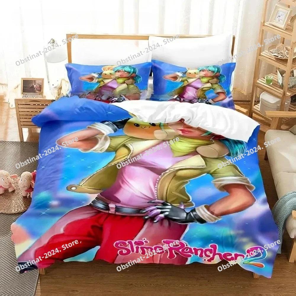3D Anime Spiel Slime Rancher 2 Bettwäsche-Set Bedruckte Bettbezug Kissenbezug Einzel Doppel Stil Queen King Size Sets