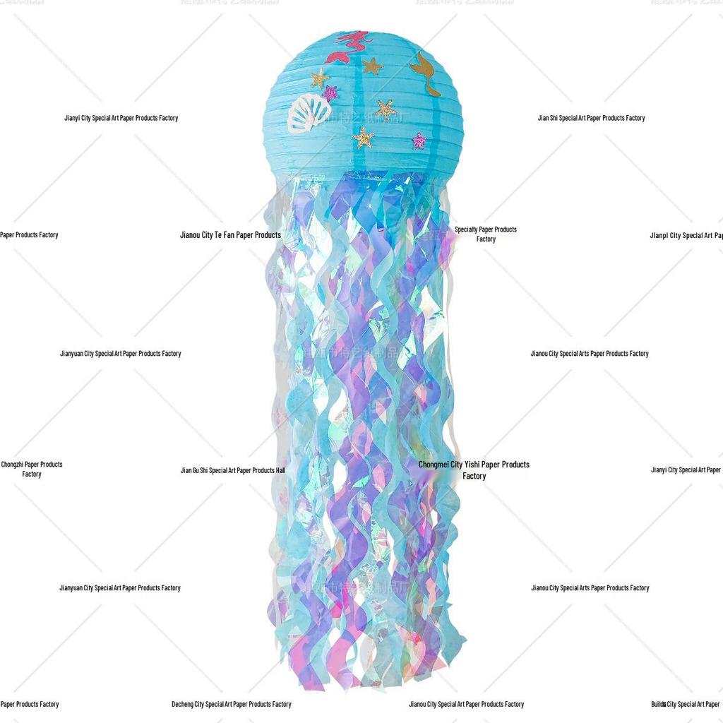 Creative Seven-Color Jellyfish Lanterns - DIY Mermaid Paper Lanterns for Kindergarten Birthday Party Decorations
