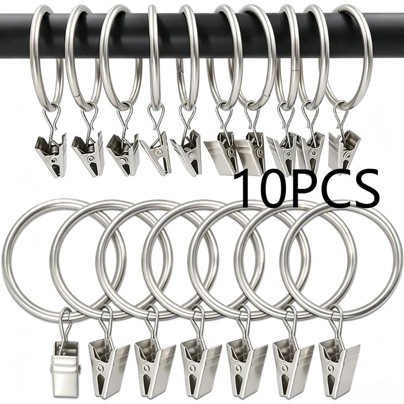1-20pcs Curtain Rings with Clips Openable Drapery Metal Clip Rustproof Metal Hangers Ring for Windows Rods Decorative Drapery