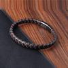 Classic Stainless Steel Bracelets For Men Black Blue Brown Color Punk Braided Wrap Leather Bracelets On the Hand Jewelry