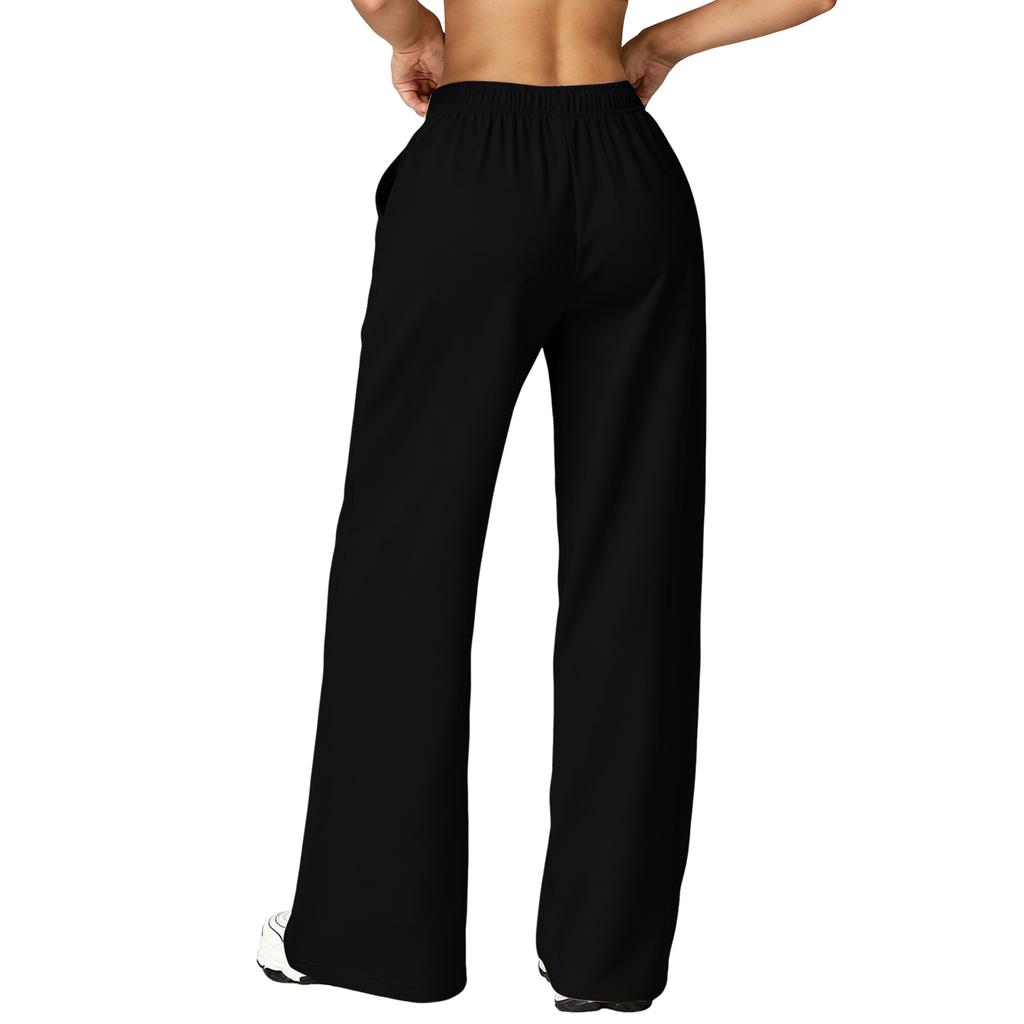Women's Outdoor Running Casual Sports Sweatpants Elastic Waistband Loose Fit Full Length Athletic Pants with Side Pockets
