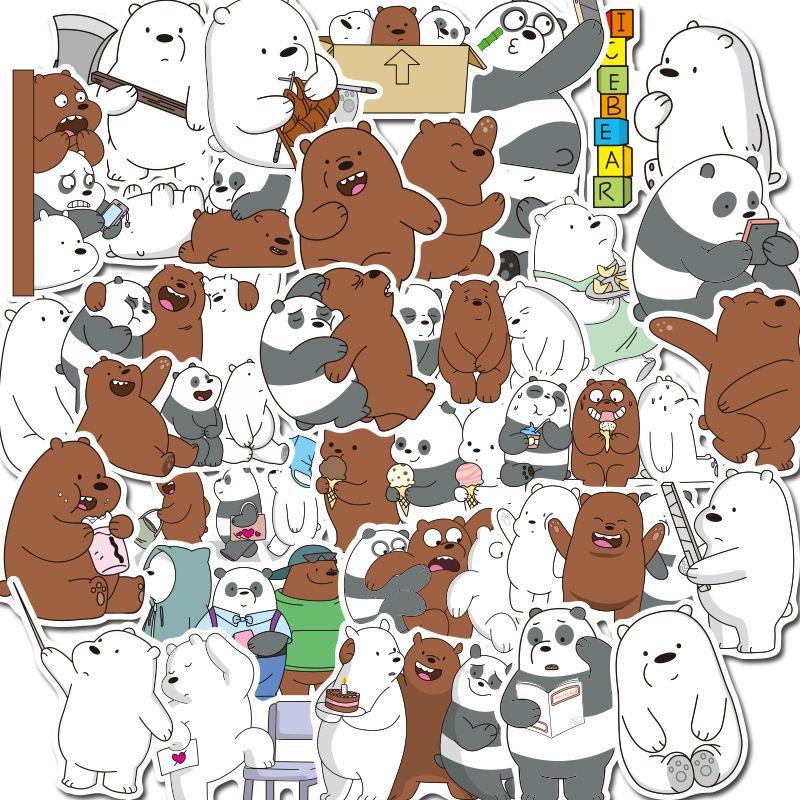 Lebhafte 37 Stück We Bare Bears Wasserdichte Graffiti-Aufkleber für Gepäck und Elektronik