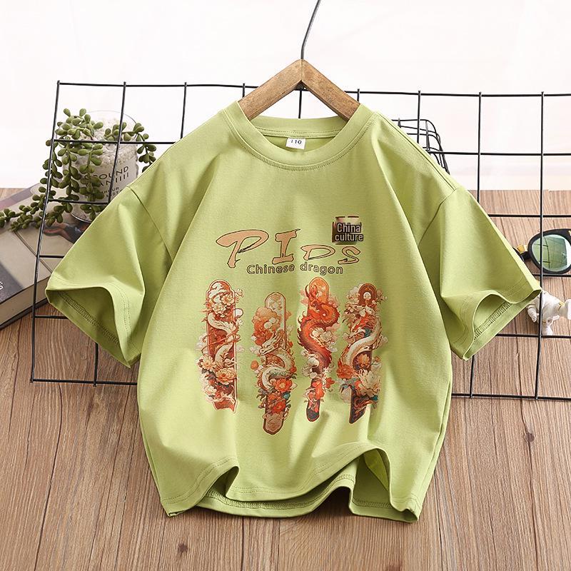 Boys  Quick-Dry Dragon Print Summer T-Shirt - Short Sleeve, Sweat-Wicking, Relaxed Fit for Kids 140 cm