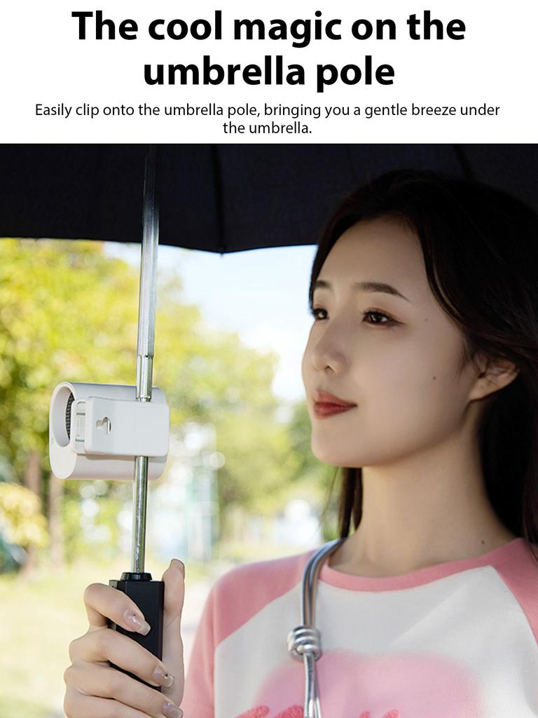 360° Rotatable Outdoor Mini Fan Portable Umbrella Clip Fan 5 Speed Settings Summer Waist/Desktop Cool Fan USB Charging