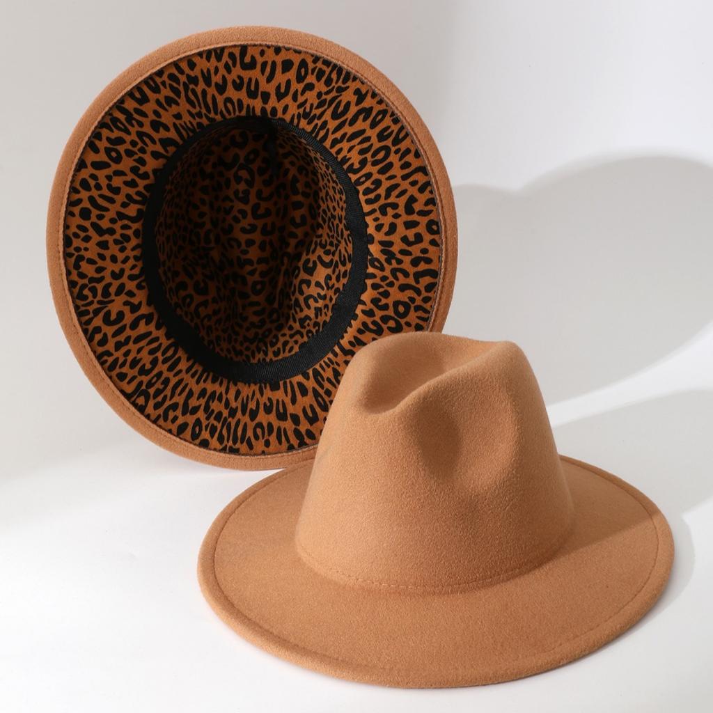 Hot-selling new fashion soft felt hats for men and women, reversible leopard print jazz hats, spring and autumn ethnic hats, fedora hats