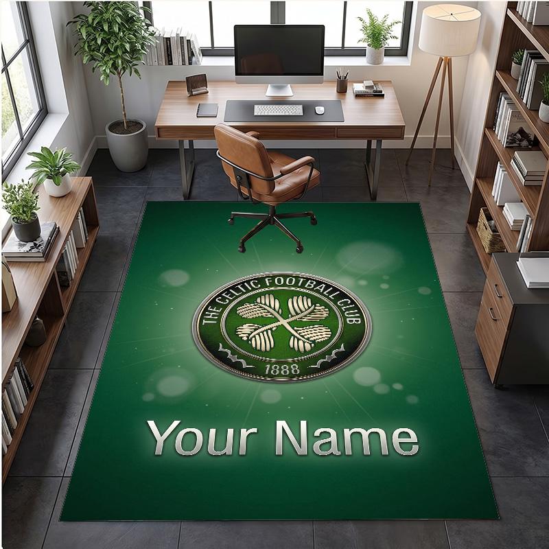 Crystal Velvet Rug Celtic FC Print Custom Name Text Floor Mat Home Decor
