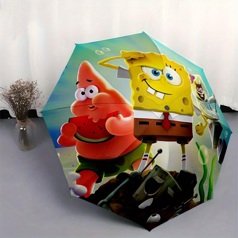 1pc SpongeBob SquarePants & Friends Fully Automatic Folding Portable Umbrella, 8 Iron Frames, Three-Fold Design, Suitable for All Seasons, Suitable fo