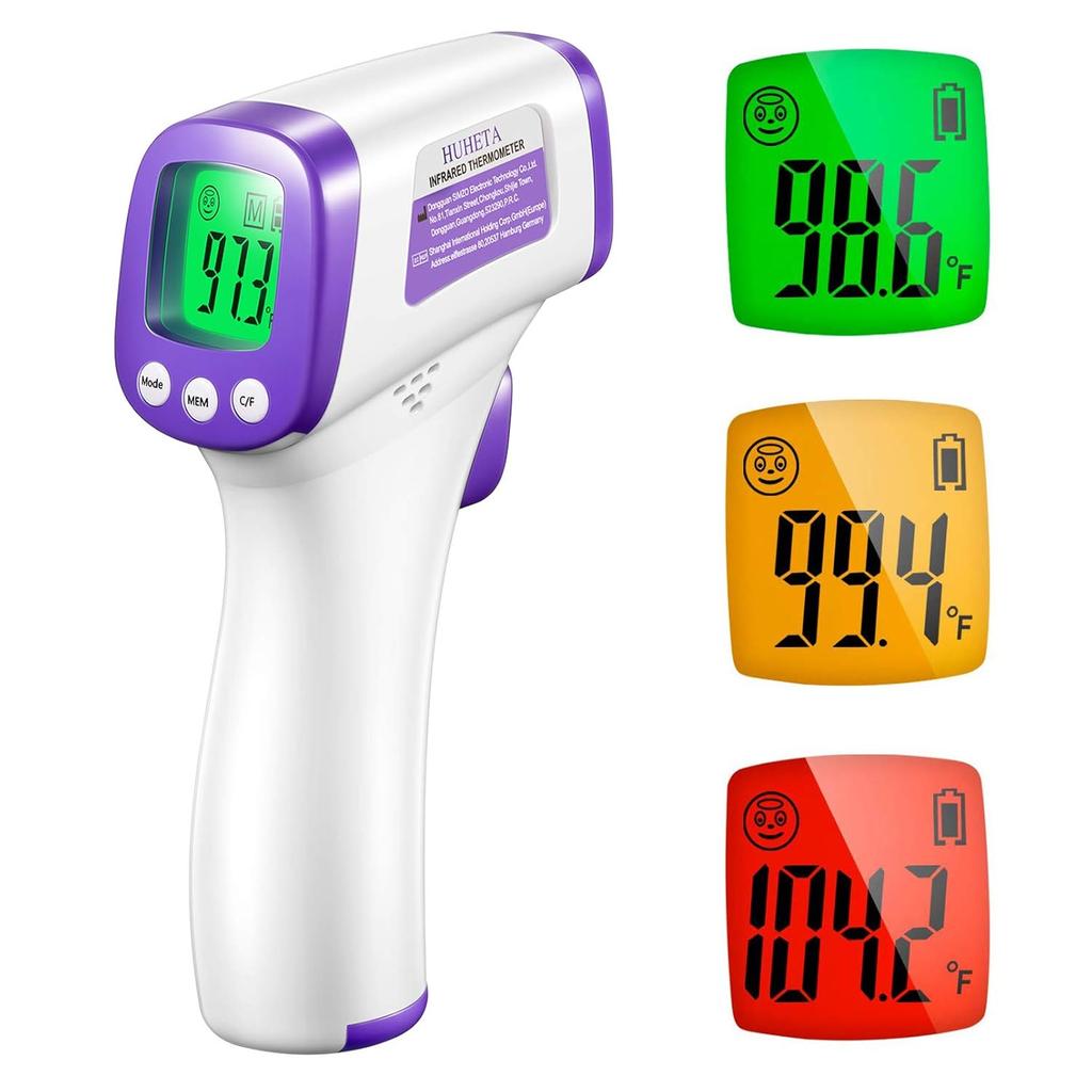 HUHETA Infrared Thermometer for Adults, Non Contact Forehead Thermometer with Fever Alarm, Accurate Reading and Memory Function, Body Temperature &
