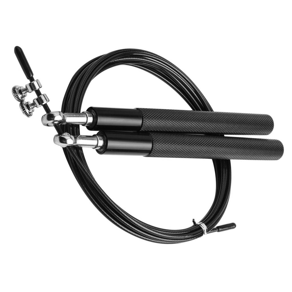 Jump Rope Aluminum Handle Steel Wire Skipping Workout Training Tool for Home Gym Black