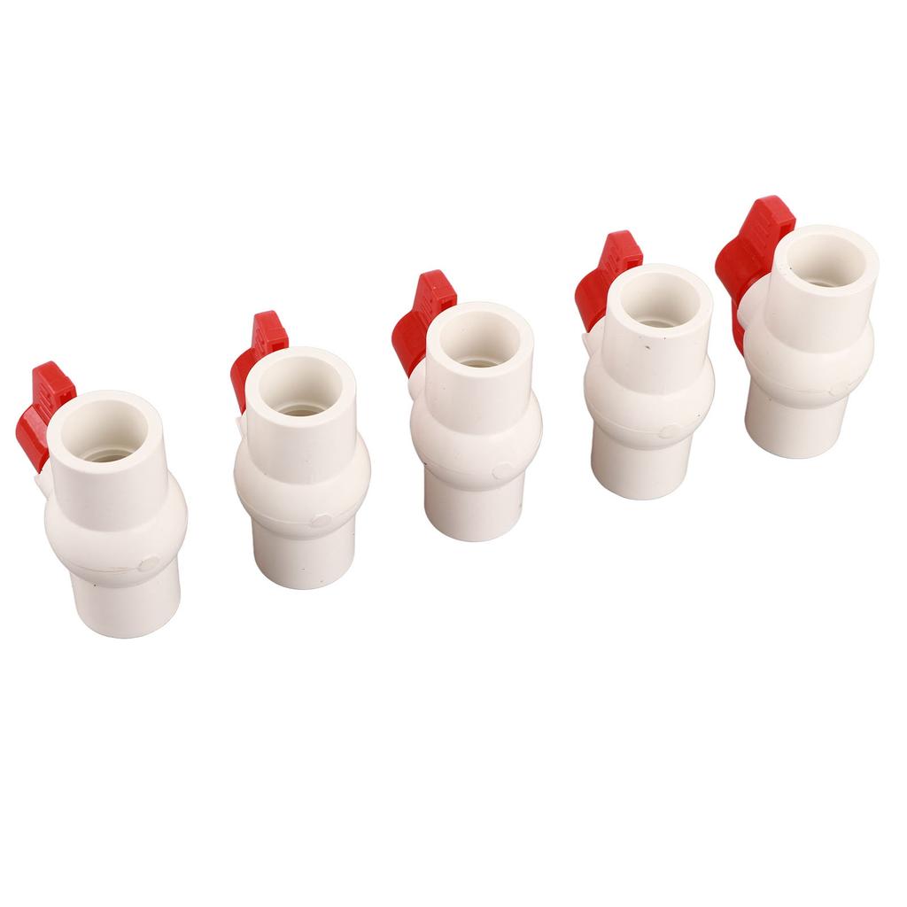 5 Pcs Ball Valve Flat T Handle PVC Water Supply Ball Valve Switch for Swimming Pools 20mm0.8in