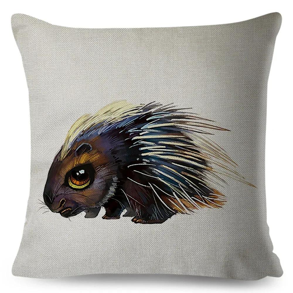Cute Cartoon Animal Pillowcase Watercolor Animal Cushion Cover Living Room Bedroom Sofa Linen Decorative Pillowcase