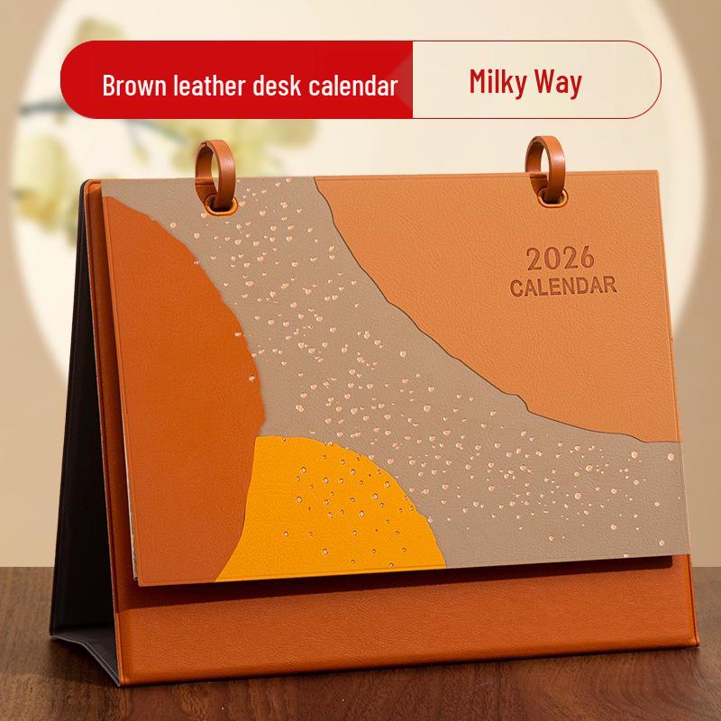 2026 Year of the Horse Leather Desk Calendar: Customizable High-End Planner & Desktop Ornament