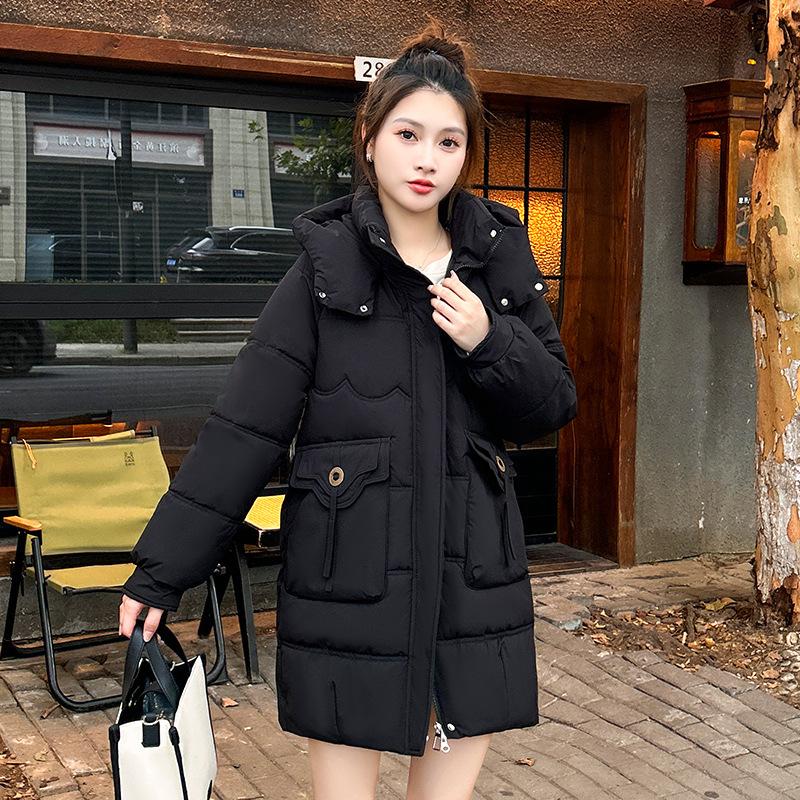 Medium and Long Hooded Down Cotton-padded Clothes for Women's Years, New Winter Loose Cotton-padded Jackets, Thickened Warm Jackets