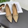 Fashion French Mary Jane Pointed Toe Soft Leather Stiletto Heel Soft Sole Cat Heel Women's All-match Single Shoes