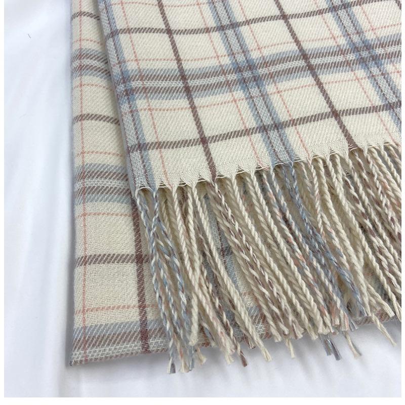 Scarf Women's Imitation Cashmere Plaid Autumn and Winter New Warm Contrasting Color Scarf Fringed Long Shawl