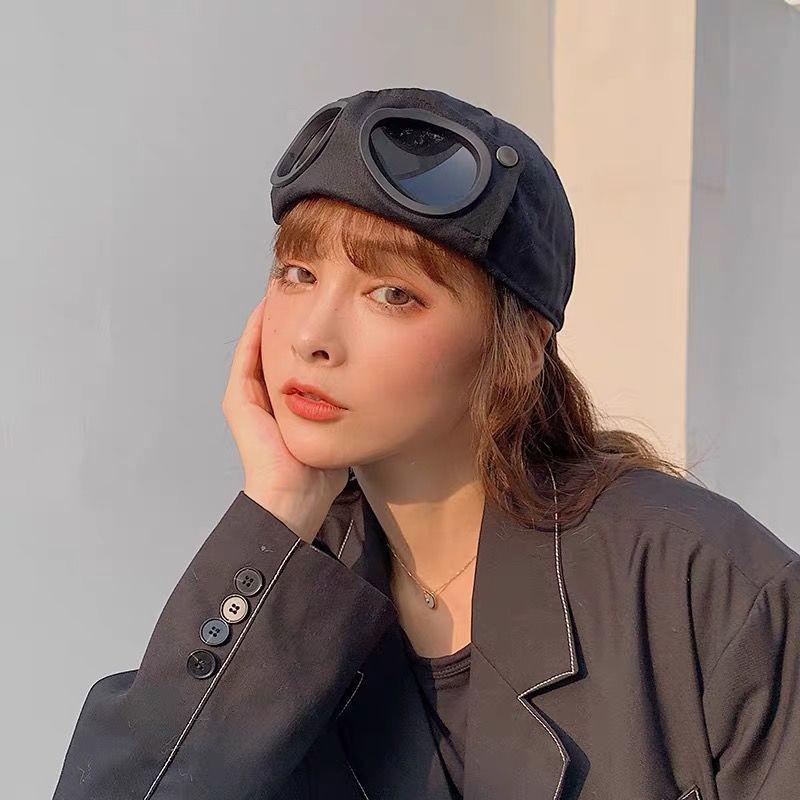 Hip Hop Aviator Hat With Sunglasses For Men Women Fashion Glasses Bonnet Summer Outdoor Sun Visors Fashion Punk Baseball Cap