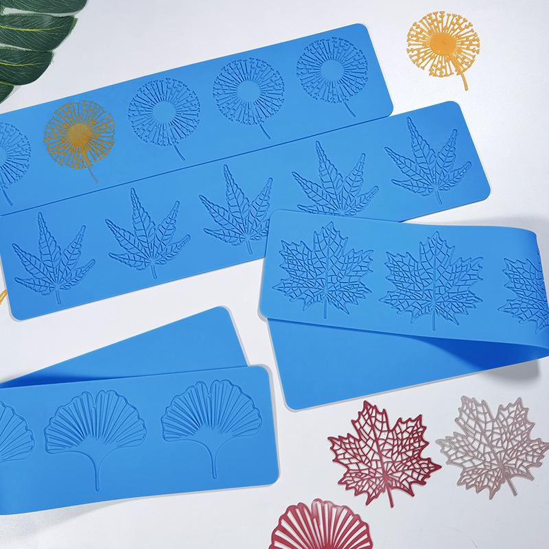Reusable Silicone Mold for Fondant with Flower Leaf Patterns for Cake Lace Mat DIY Craft Decoration Tool