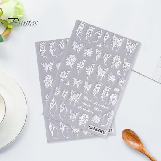 Embossed Nails Art Stickers Creative Engraved White Butterfly Pattern Manicure Decals Exquisite DIY Nail Design Adhesive Decoration Stickers Nail