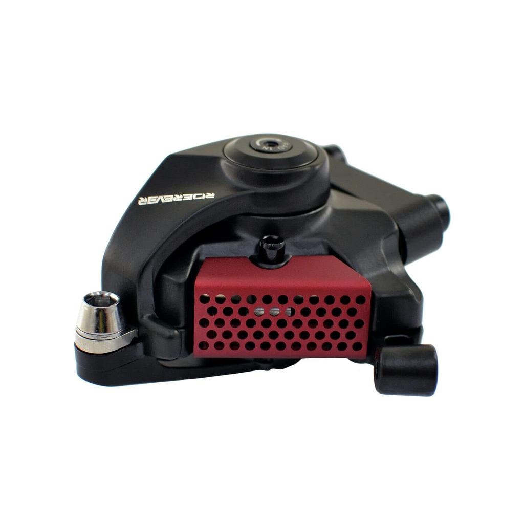 RIDEREVER Flat Mount Mechanical Disc Brake Set 160mm Black x RD2321 MCX-2 Dual-piston w/ Rotors, Red,