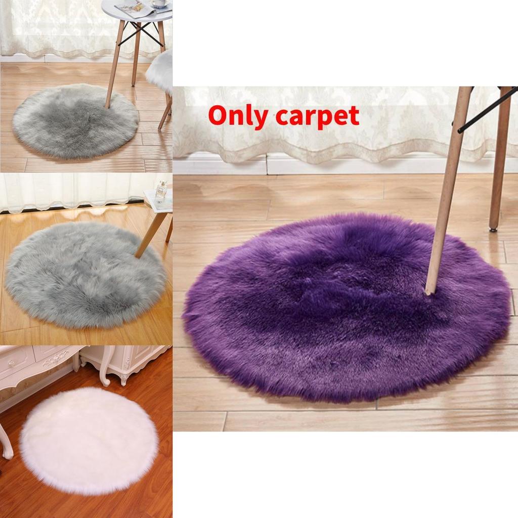 Faux Fur Rug With Machine Washable Circular Design For Bedroom And Living Room Decor