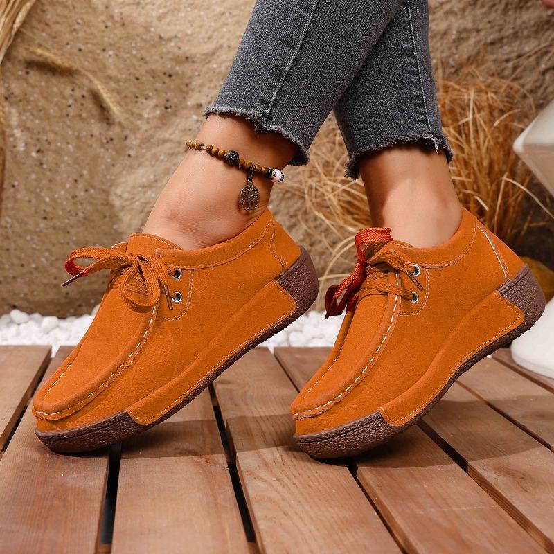 Women Fashion Casual Shoes Ladies Spring Autumn New Round Toe Lace-up Sneakers Wedges Thick Sole Women's Vulcanize Shoes
