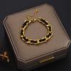 316L Stainless Steel New Fashion Upscale Jewelry Minimalism Interweave Leather Charm Thick Chain Bracelets Bangles For Women
